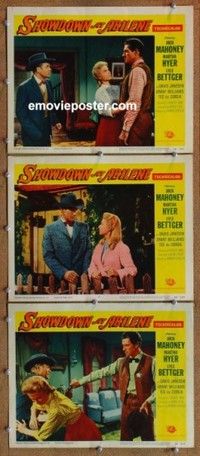 h530 SHOWDOWN AT ABILENE 3 movie lobby cards '56 Jock Mahoney, Hyer