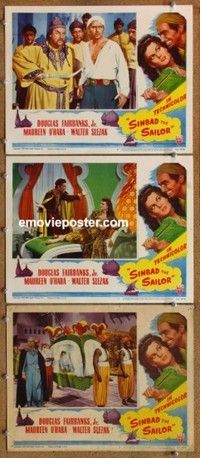 h531 SINBAD THE SAILOR 3 movie lobby cards '46 Douglas Fairbanks Jr