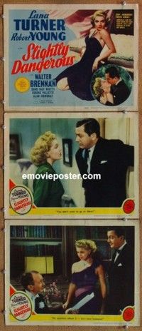 h532 SLIGHTLY DANGEROUS 3 movie lobby cards '43 Lana Turner, Young