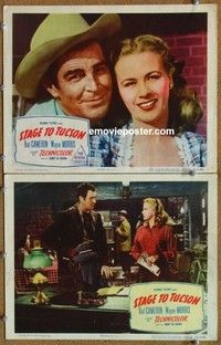 h328 STAGE TO TUCSON 2 movie lobby cards '50 Rod Cameron western!