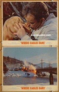 h373 WHERE EAGLES DARE 2 movie lobby cards '68 Richard Burton, WWII