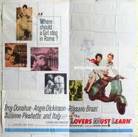 k445 ROME ADVENTURE six-sheet movie poster '62 Lovers Must Learn!