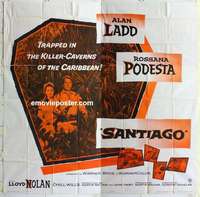 k449 SANTIAGO six-sheet movie poster '56 Alan Ladd, Rossana Podesta