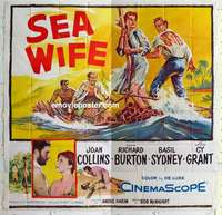 k450 SEA WIFE six-sheet movie poster '57 Joan Collins, Richard Burton