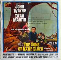 k453 SONS OF KATIE ELDER six-sheet movie poster '65 John Wayne, Martin