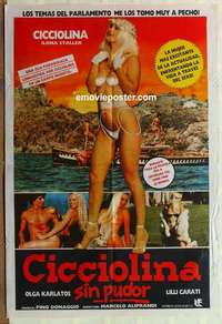 k708 SKIN DEEP Argentinean movie poster '79 sexy Cicciolina!