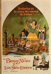 k711 SNOW WHITE & THE SEVEN DWARFS Argentinean movie poster R70s Disney classic!