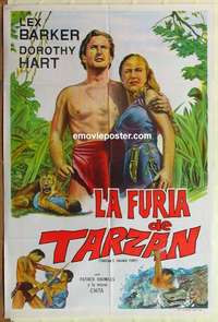 k720 TARZAN'S SAVAGE FURY Argentinean movie poster '52 Lex Barker