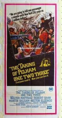 k171 TAKING OF PELHAM ONE TWO THREE Aust three-sheet movie poster '74 Matthau