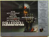 k605 ROLLERBALL British quad movie poster '75 Caan, Bob Peak art!