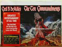 k614 TEN COMMANDMENTS British quad movie poster R60s Heston, DeMille