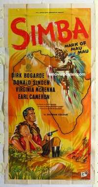 k092 SIMBA English three-sheet movie poster '55 Bogarde, McKenna, Syndey