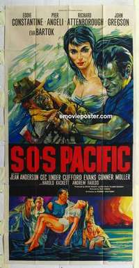 k093 SOS PACIFIC English three-sheet movie poster '60 Attenborough, Angeli