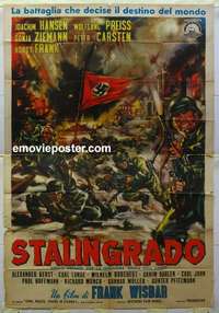 k208 STALINGRAD DOGS DO YOU WANT TO LIVE FOREVER Italian two-panel movie poster '58