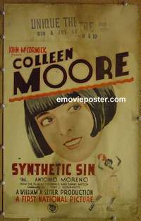 k299 SYNTHETIC SIN window card movie poster '29 Colleen Moore artwork!