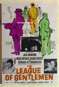 e145 LEAGUE OF GENTLEMEN English one-sheet movie poster '59 Jack Hawkins