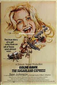 d325 SUGARLAND EXPRESS English one-sheet movie poster '74 Spielberg, Hawn