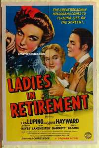 e173 LADIES IN RETIREMENT one-sheet movie poster '41 Ida Lupino, Hayward