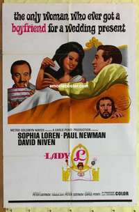 e164 LADY L one-sheet movie poster '66 Loren, Newman, rare alternate style!