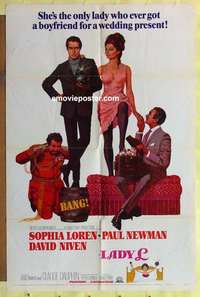 e166 LADY L style B one-sheet movie poster '66 Sophia Loren, Paul Newman