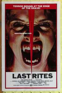 e154 LAST RITES one-sheet movie poster '80 cool vampire close up!