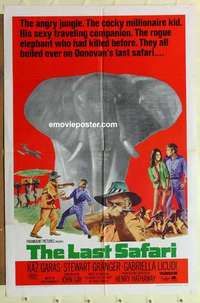 e153 LAST SAFARI one-sheet movie poster '67 Stewart Granger, cool elephant!