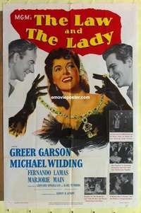 e149 LAW & THE LADY one-sheet movie poster '51 Greer Garson, Wilding