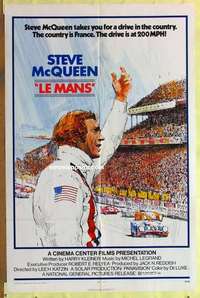 e146 LE MANS one-sheet movie poster '71 Steve McQueen, car racing!