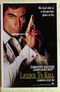 e137 LICENCE TO KILL teaser one-sheet movie poster '89 Timothy Dalton, James Bond