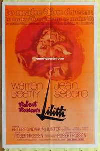 e130 LILITH one-sheet movie poster '64 Warren Beatty, Jean Seburg, Fonda