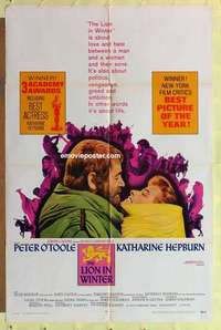 e128 LION IN WINTER one-sheet movie poster '68 Kate Hepburn, O'Toole