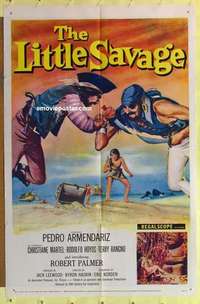 e120 LITTLE SAVAGE one-sheet movie poster '59 cool pirates fighting!