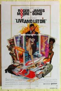 e118 LIVE & LET DIE one-sheet movie poster '73 Roger Moore as James Bond!