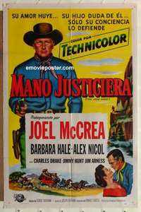 e109 LONE HAND Spanish/U.S. one-sheet movie poster '53 Joel McCrea, Barbara Hale