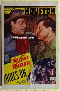 e107 LONE RIDER RIDES ON one-sheet movie poster '41 George Houston, Fuzzy