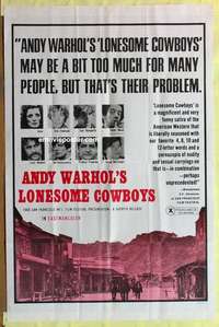 e105 LONESOME COWBOYS one-sheet movie poster '68 Andy Warhol western!