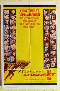 e100 LONGEST DAY one-sheet movie poster '62 John Wayne, all-star cast!