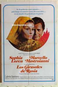 d317 SUNFLOWER Spanish/U.S. one-sheet movie poster '70 De Sica, Sophia Loren