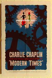 d946 MODERN TIMES one-sheet movie poster R59 classic Charlie Chaplin!