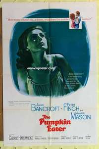 d644 PUMPKIN EATER one-sheet movie poster '64 Anne Bancroft, Peter Finch