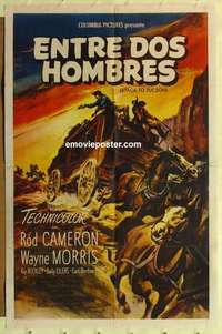 d371 STAGE TO TUCSON Spanish/U.S. one-sheet movie poster '50 Rod Cameron western!