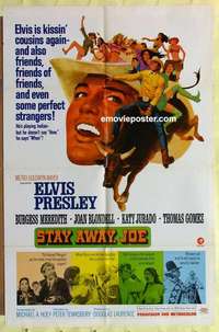 d355 STAY AWAY JOE one-sheet movie poster '68 Elvis Presley, Meredith