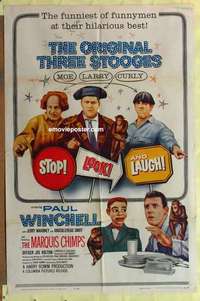 d349 STOP LOOK & LAUGH one-sheet movie poster '60 The Three Stooges!