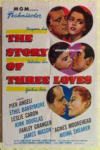 d346 STORY OF 3 LOVERS one-sheet movie poster '53 Kirk Douglas, Angeli