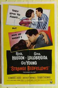 d344 STRANGE BEDFELLOWS one-sheet movie poster '65 Gina Lollobrigida