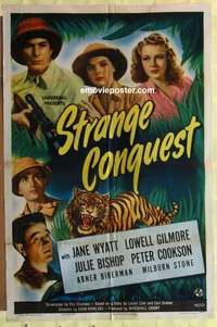 d343 STRANGE CONQUEST one-sheet movie poster '46 Jane Wyatt and tiger!