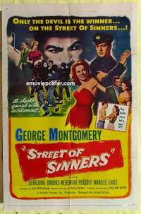 d339 STREET OF SINNERS one-sheet movie poster '57 vice, dice and dames!