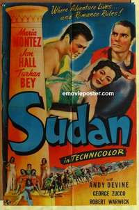 d332 SUDAN one-sheet movie poster '45 Maria Montez, Jon Hall, Turhan Bey