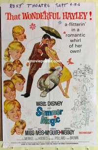 d323 SUMMER MAGIC one-sheet movie poster '63 Hayley Mills, Burl Ives