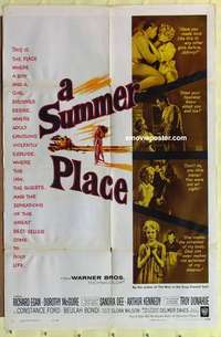 d321 SUMMER PLACE one-sheet movie poster '59 Sandra Dee, Troy Donahue